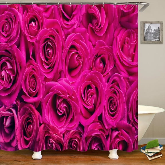 Shower Curtain Beautiful Red Rose Flowers style 3D Printed Shower Curtain Polyester Waterproof Home Decoration Curtain 180x180CM