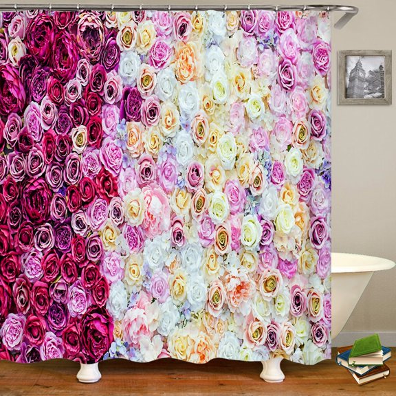 Shower Curtain Beautiful Red Rose Flowers style 3D Printed Shower Curtain Polyester Waterproof Home Decoration Curtain 180x180CM