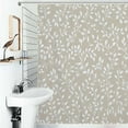 thumbnail image 1 of Shower Curtain Beige Background White Leaf Pattern Polyester Waterproof Home Ration Curtain With Hook, 1 of 4