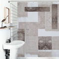 thumbnail image 1 of Shower Curtain Beige Floral Patchwork Design Polyester Waterproof Home Ration Curtain With Hook, 1 of 4
