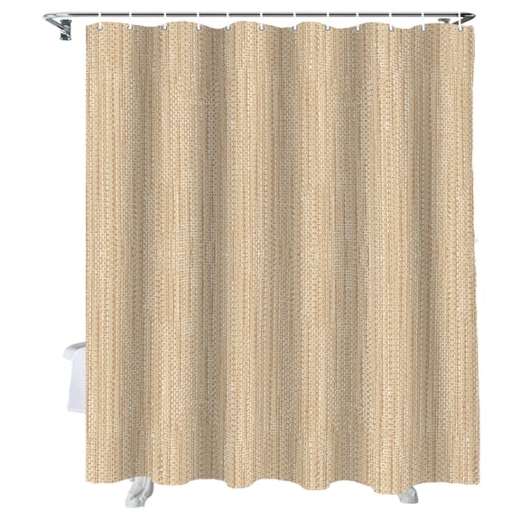 Shower Curtain Beige Linen Weave Texture Bathroom Curtains with Hooks, Waterproof Fabric Solid Color Bath Shower Curtains Set for Bathroom Bathtubs Decor 36x72 Inch