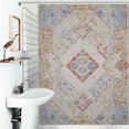 thumbnail image 1 of Shower Curtain Beige Rug Geometric Pattern Design Bathroom Waterproof Polyester Home Ration Curtain With Hook, 1 of 4