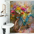 thumbnail image 1 of Shower Curtain Bicycle With Basket Of Flowers Bathroom Waterproof Polyester Home Ration Curtain With Hook, 1 of 4