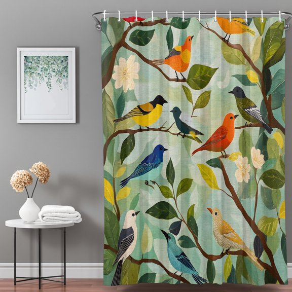 Shower Curtain,Bird Pastoral Bird Flowers Waterproof Shower Curtain Set with Hooks for Bathroom Showers,Stalls and Bathtubs,36x72in,Abstract Country Animal