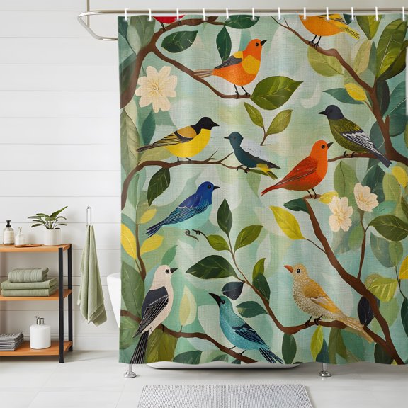 Shower Curtain,Bird Pastoral Bird Flowers Waterproof Shower Curtain Set with Hooks for Bathroom Showers,Stalls and Bathtubs,72x72in,Abstract Country Animal