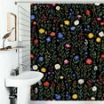 thumbnail image 1 of Shower Curtain Black Background Colorful Wildflowers Bloom Bathroom Waterproof Polyester Home Ration Curtain With Hook, 1 of 4