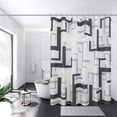 thumbnail image 1 of Shower Curtain Black Extra Long 72x84 Inch Dark Grey Geometric Shower Curtain with Modern Design,Bath Decor Shower Curtain Set Waffle Textured with Heavy Dutyand Rustproof Metal Grommets, 1 of 1