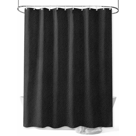 Shower Curtain Black Leather Texture Bathroom Curtains with Hooks, Waterproof Fabric Solid Color Bath Shower Curtains Set for Bathroom Bathtubs Decor 36x72 Inch
