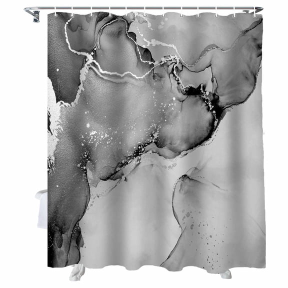 Shower Curtain Black Marble Shower Curtains for Bathroom Bathtub, Waterproof Fabric Shower Curtain Set with Hooks, Small Stall Size 36" x 72" Abstract Waves Cloud