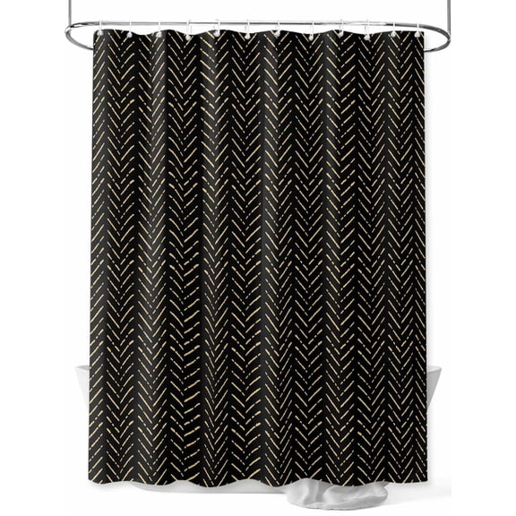 Shower Curtain Black Stripes Bathroom Curtains with Hooks, Waterproof Fabric Modern Geometric Art Bath Shower Curtains Set for Bathroom Bathtubs Decor 36x72 Inch