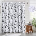 thumbnail image 1 of Shower Curtain Black and White Shower Curtain Black Floral Shower Curtain Set with Hook Farmhouse Striped Shower Curtain for Bathroom Washable Fabric Elegant Bathroom Decor 72x72 Flower Blossom, 1 of 5
