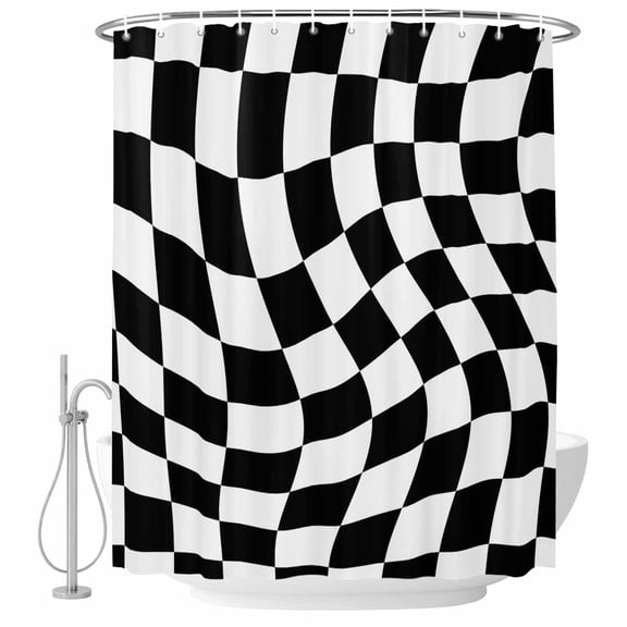 Shower Curtain Black and White Waterproof Polyester Bathroom Curtain Aesthetic Modern Abstract Decorative Bath Accessory for Shower, Tub, and Bathroom Decor 36 x 72 In