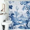 thumbnail image 1 of Shower Curtain Blue Chinoiserie Toile Flowers Bath Curtain Polyester Fabric Bathroom Ration With Hooks, 1 of 4