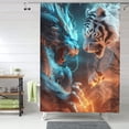 thumbnail image 1 of Shower Curtain, Blue Dragon and White Tiger Waterproof Fabric Plastic Shower Curtain, Drying Fast Bathroom Curtain with 9 Buttonholes, Ruffle Shower Curtain 60x72in, 1 of 8