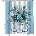 thumbnail image 1 of Shower Curtain Blue Eucalyptus Leaf Flower Shower Curtains for Bathroom Decor Stripes Jar Floral Shower Curtain Sets with Hooks Waterproof Fabric Bath Curtain Extra Long 72" X 84", 1 of 5