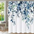 thumbnail image 1 of Shower Curtain Blue Eucalyptus Shower Curtains for Bathroom, Watercolor Leaf Shower Curtain Sets Waterproof Plant Shower Curtain Leaves Fabric Cloth Bathroom Curtains 72x72 inch with Hooks, 1 of 6