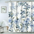 thumbnail image 1 of Shower Curtain, Blue Floral Shower Curtains for Bathroom, Fabric Vine Print Design Modern Shower Curtain Home Bathroom Decor with 12 Hooks 72x72 inch, 1 of 6