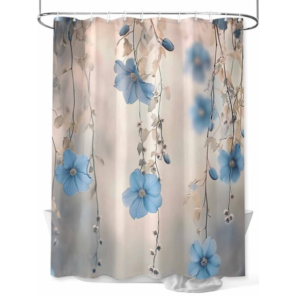 Shower Curtain Blue Flower Vines Shower Curtains for Bathroom, Waterproof Polyester Shower Curtain Set with Hooks, Extra Long 72" x 96" Spring Scenery