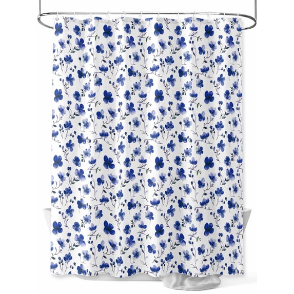 Shower Curtain Blue Flowers Leaf Shower Curtains for Bathroom, Waterproof Polyester Shower Curtain Set with Hooks, Extra Long 72" x 78" Wildflowers Simple Style