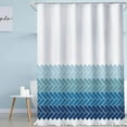 thumbnail image 1 of Shower Curtain Blue Geometric Lightweight Machine Washable Polyester Bottom Weighted Bathroom Curtain with Grommets Hooks 54"W x 78"L (Pack of 1), 1 of 6