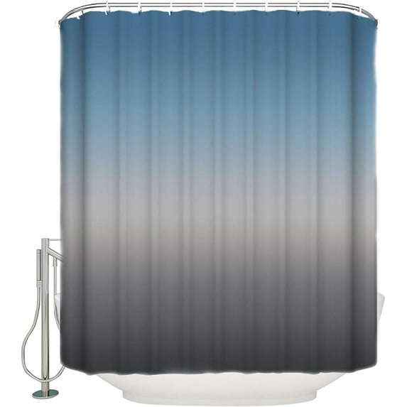 Shower Curtain Blue Gradient Fabric Bath Curtains Solid Color Ombre Bathroom Decor Sets with Hooks Waterproof 84x72inch