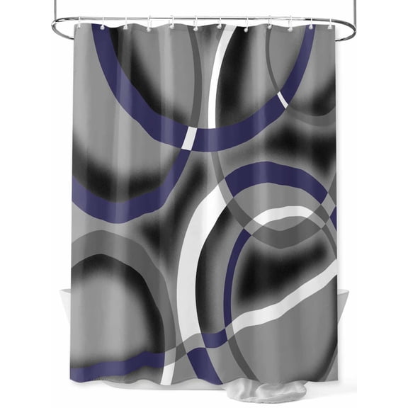 Shower Curtain Blue Grey Geometric Circle Shower Curtains for Bathroom, Waterproof Polyester Shower Curtain Set with Hooks, Extra Long 72" x 96" Abstract Lines