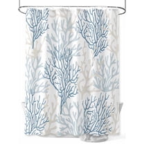 Shower Curtain Blue Grey Ocean Coral Bathroom Curtains with Hooks, Waterproof Fabric Summer Marine Life Bath Shower Curtains Set for Bathroom Bathtubs Decor 36x72 Inch
