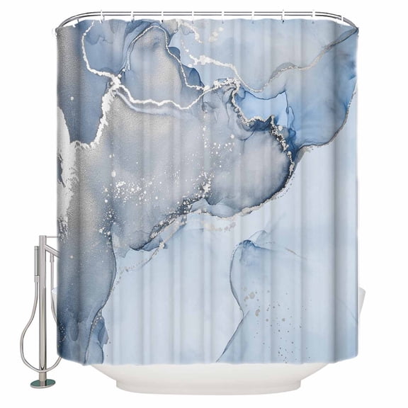 Shower Curtain, Blue Marble Abstract Clouds Water Ripple Waterproof Shower Curtain Set with Hooks for Bathroom Showers,Stalls and Bathtubs,72x72In Fluid Art