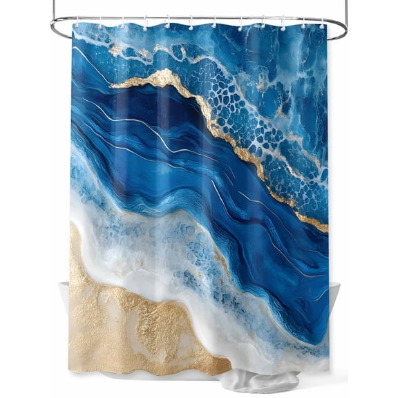 Shower Curtain Blue Ocean Waves Shower Curtains for Bathroom, Waterproof Polyester Shower Curtain Set with Hooks, Small Stall Size 36" x 72" Abstract