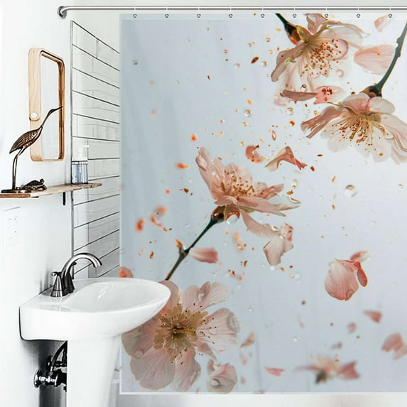 Shower Curtain Blue Sky And Flora Polyester Waterproof Home Ration Curtain With Hook