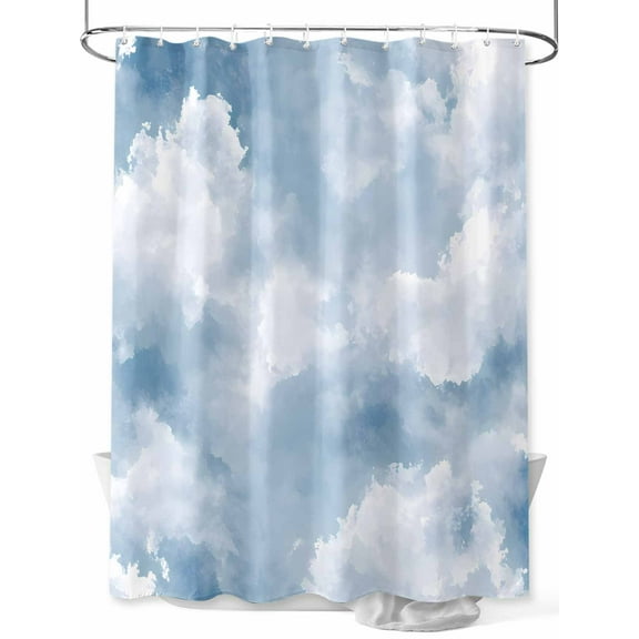 Shower Curtain Blue Sky Cloud Bathroom Curtains with Hooks, Waterproof Fabric Gradient Color Bath Shower Curtains Set for Bathroom Bathtubs Decor 36x72 Inch