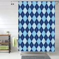 thumbnail image 1 of Shower Curtain, Blue Squares white Waterproof Fabric Plastic Shower Curtain, Drying Fast Bathroom Curtain with 9 Buttonholes, Ruffle Shower Curtain 60x72in, 1 of 8
