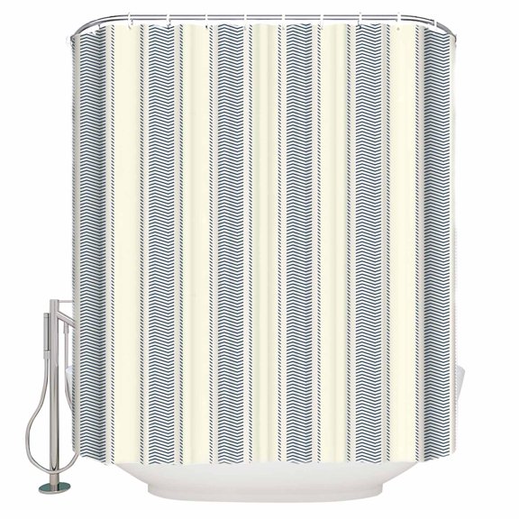 Shower Curtain, Blue Stripe Abstract Geometric Waterproof Shower Curtain Set with Hooks for Bathroom Showers,Stalls and Bathtubs,72x72In Modern Minimalist Style