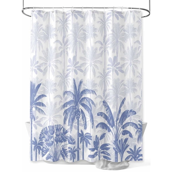 Shower Curtain Blue Tortoise Palm Tree Bathroom Curtains with Hooks, Waterproof Fabric Tropical Plants Bath Shower Curtains Set for Bathroom Bathtubs Decor 36x72 Inch