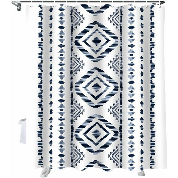 Shower Curtain Blue White Boho Shower Curtains for Bathroom Decor Bohemian Style Shower Curtain Sets with Hooks Waterproof Fabric Bath Curtain Extra Long 72" X 84"
