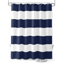 Shower Curtain Blue White Stripes Bathroom Curtains with Hooks, Waterproof Fabric Simple Style Striped Bath Shower Curtains Set for Bathroom Bathtubs Decor 36x72 Inch