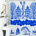 thumbnail image 1 of Shower Curtain Blue Willow Chinoiserie Blue And White Bath Curtain Polyester Fabric Bathroom Ration With Hooks, 1 of 4