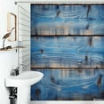 thumbnail image 1 of Shower Curtain Blue Wood Grain Texture Bathroom Waterproof Polyester Home Ration Curtain With Hook, 1 of 4