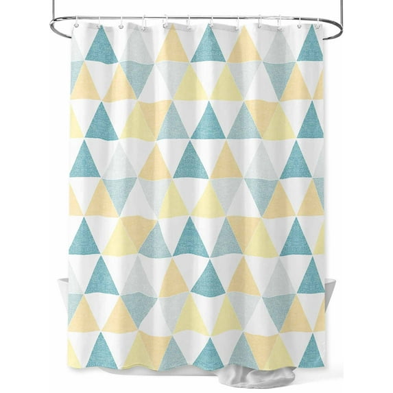 Shower Curtain Blue Yellow Triangle Geometric Bathroom Curtains with Hooks, Waterproof Fabric Modern Abstract Bath Shower Curtains Set for Bathroom Bathtubs Decor 72x72 Inch