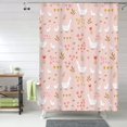 thumbnail image 1 of Shower Curtain, Bohemian Cute Duck Flower Waterproof Fabric Plastic Shower Curtain, Drying Fast Bathroom Curtain with 9 Buttonholes, Ruffle Shower Curtain 60x72in, 1 of 8