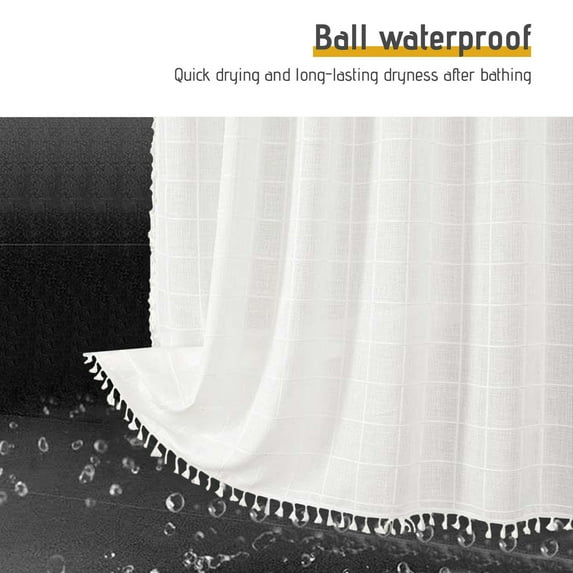 Shower Curtain Boho Farmhouse Linen Heavy Duty Striped Fabric Shower Curtain Set With 12 Hooks For Bathroom Showers Curtain