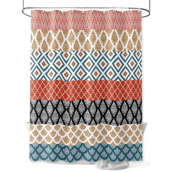 Shower Curtain Boho Stripe Tribal Vintage Shower Curtains for Bathroom, Waterproof Polyester Shower Curtain Set with Hooks, Standard Size 72" x 72" Bohemian Style Pattern