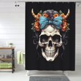 thumbnail image 1 of Shower Curtain, Bow Flower Skull Waterproof Fabric Plastic Shower Curtain, Drying Fast Bathroom Curtain with 9 Buttonholes, Ruffle Shower Curtain 60x72in, 1 of 8