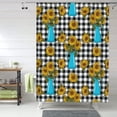 thumbnail image 1 of Shower Curtain, Bright sunflowers jug buffalo check plaid Waterproof Fabric Plastic Shower Curtain, Drying Fast Bathroom Curtain with 9 Buttonholes, Ruffle Shower Curtain 60x72in, 1 of 8