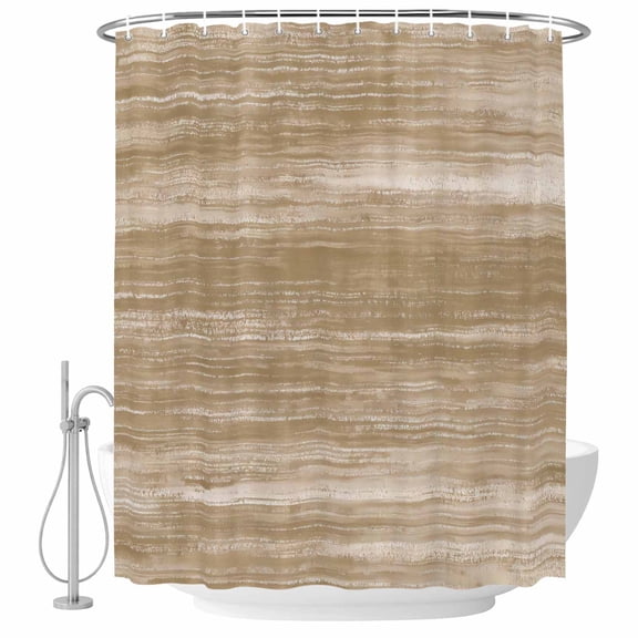 Shower Curtain Brown Bathroom Curtains with Hooks, Waterproof Fabric Ombre Abstract Texture Bath Shower Curtains Set for Bathroom Bathtubs Decor 36x72 Inch