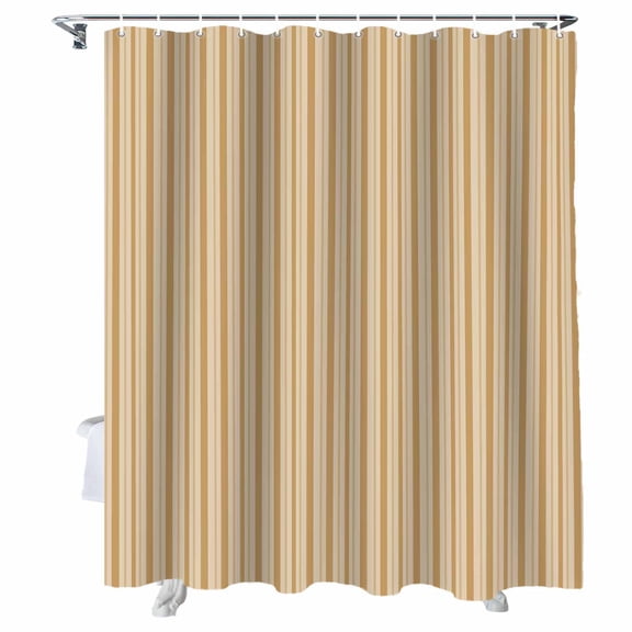 Shower Curtain Brown Vertical Stripes Shower Curtains for Bathroom Bathtub, Waterproof Fabric Shower Curtain Set with Hooks, Small Stall Size 36" x 72" Boho Pinstripes Apricot Lines