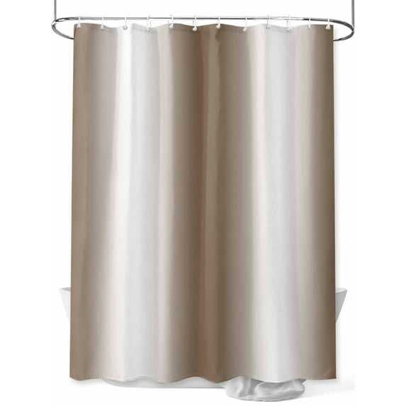 Shower Curtain Brown White Bathroom Curtains with Hooks, Waterproof Fabric Gradient Color Bath Shower Curtains Set for Bathroom Bathtubs Decor 36x72 Inch