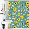 thumbnail image 1 of Shower Curtain Butterfly Floral Pattern Polyester Waterproof Home Ration Curtain With Hook, 1 of 4