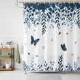 thumbnail image 1 of Shower Curtain Butterfly Leaf Shower Curtains for Bathroom Decor, Waterproof Polyester Shower Curtain Set with Hooks, Small Stall Size 36" x 72" Blue Plant Silhouette, 1 of 9