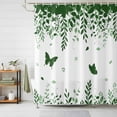 thumbnail image 1 of Shower Curtain Butterfly Leaf Shower Curtains for Bathroom Decor, Waterproof Polyester Shower Curtain Set with Hooks, Small Stall Size 36" x 72" Green Plant Silhouette, 1 of 9